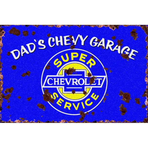 [DISCONTINUED] Dad's Chevy Garage Rustic Sign