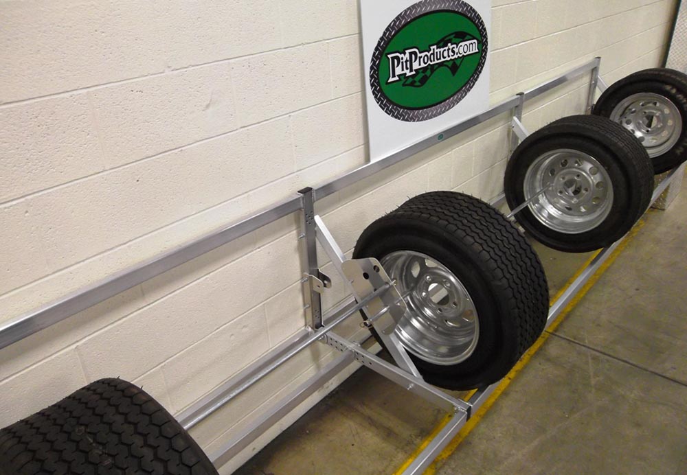 Pit Products 12' 12ft Aluminum Tire Wheel Rack Race Car Trailer Hauler