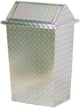 (image for) [DISCONTINUED] Diamond Plate Swivel Top Trash Can