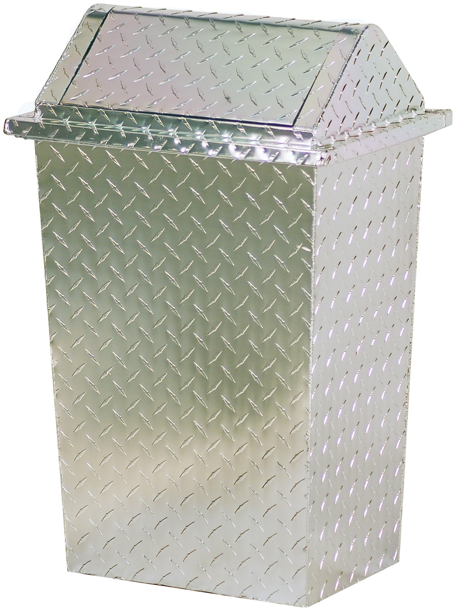 [DISCONTINUED] Diamond Plate Swivel Top Trash Can