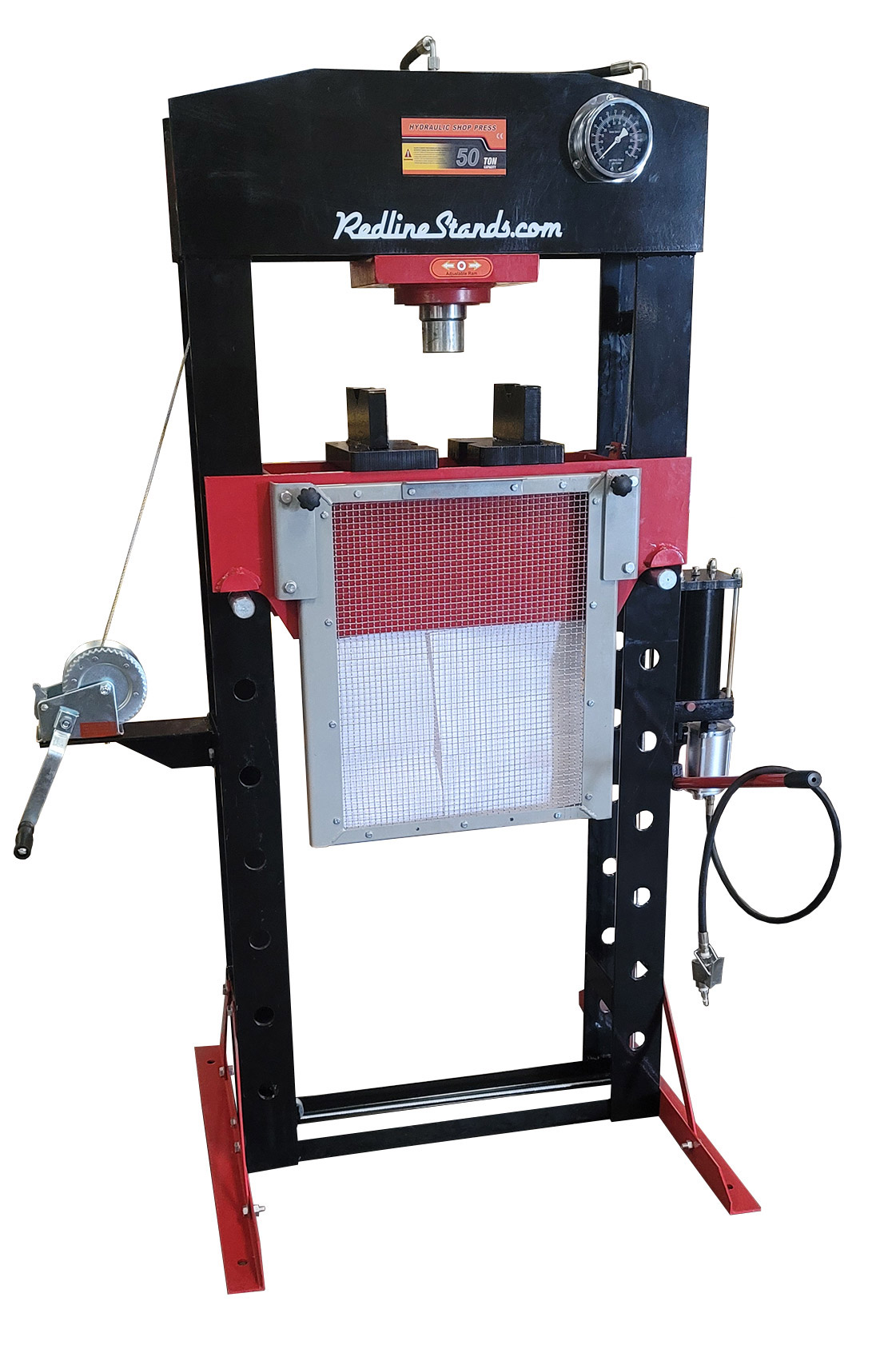 Redline 50 Ton Economy Air Hydraulic Shop Press with Winch