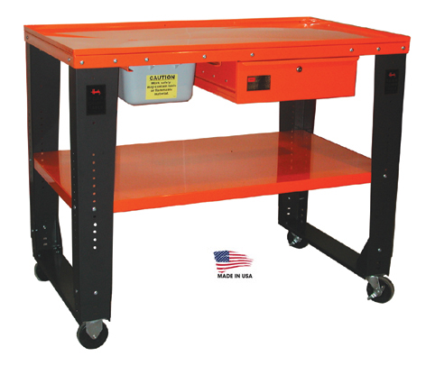 tear down table handy industries deluxe drain bench steel mobile equipment