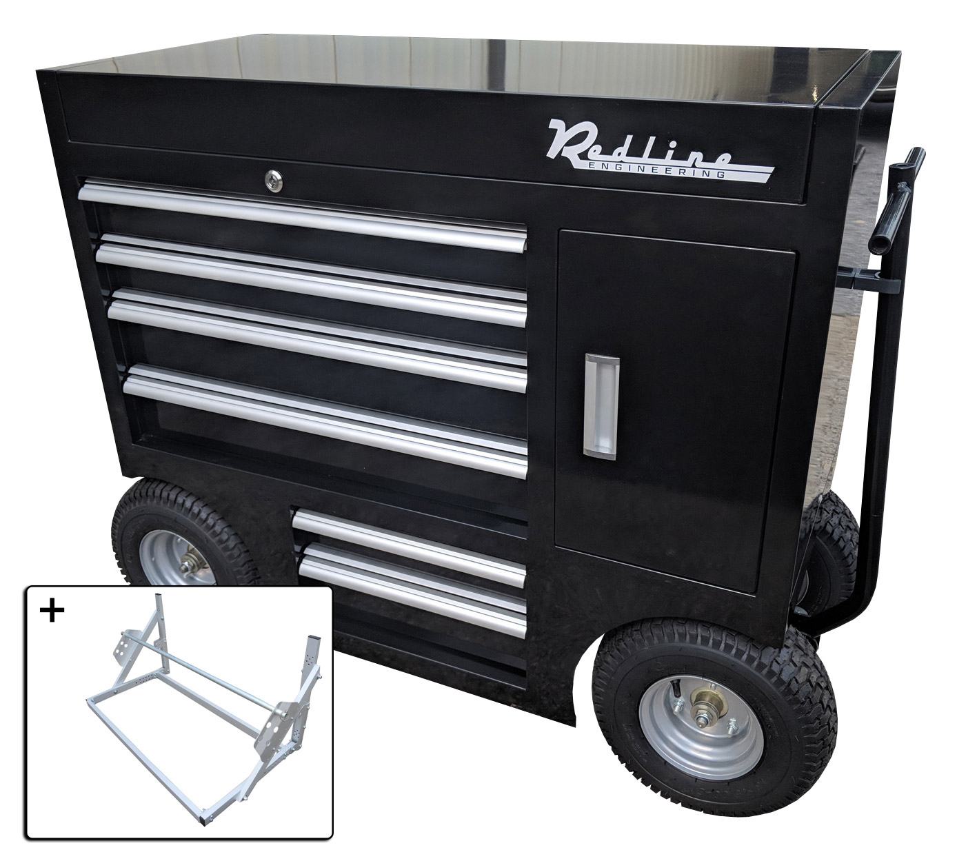Redline 42" Mechanics Rolling Toolbox Pit Cart + FREE TIRE RACK