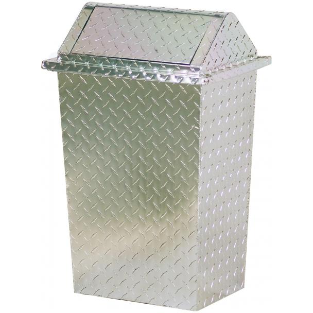 [DISCONTINUED] Diamond Plate Swivel Top Trash Can