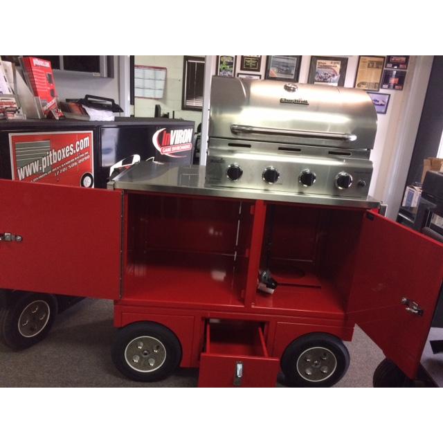 RSR BBQ Grill Pit Box Wagon Cart Redline Stands