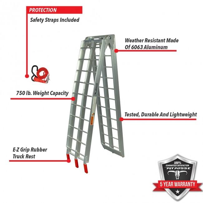 Pit Posse 7 Ft Motorcycle Folding Ramp Redline Stands