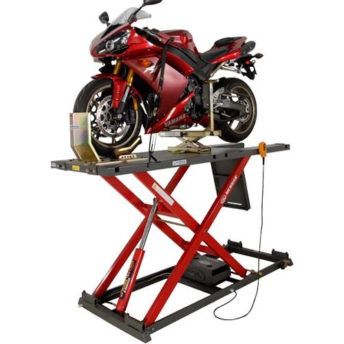 K&L Supply Electric 2000 lb MC655R Motorcycle Lift Table Redline Stands