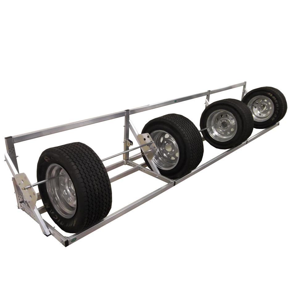 Kart Tire Rack, 64.0 Length, White Powder Coat End Plates, Stainless Rods  - Hepfner Racing Products - 