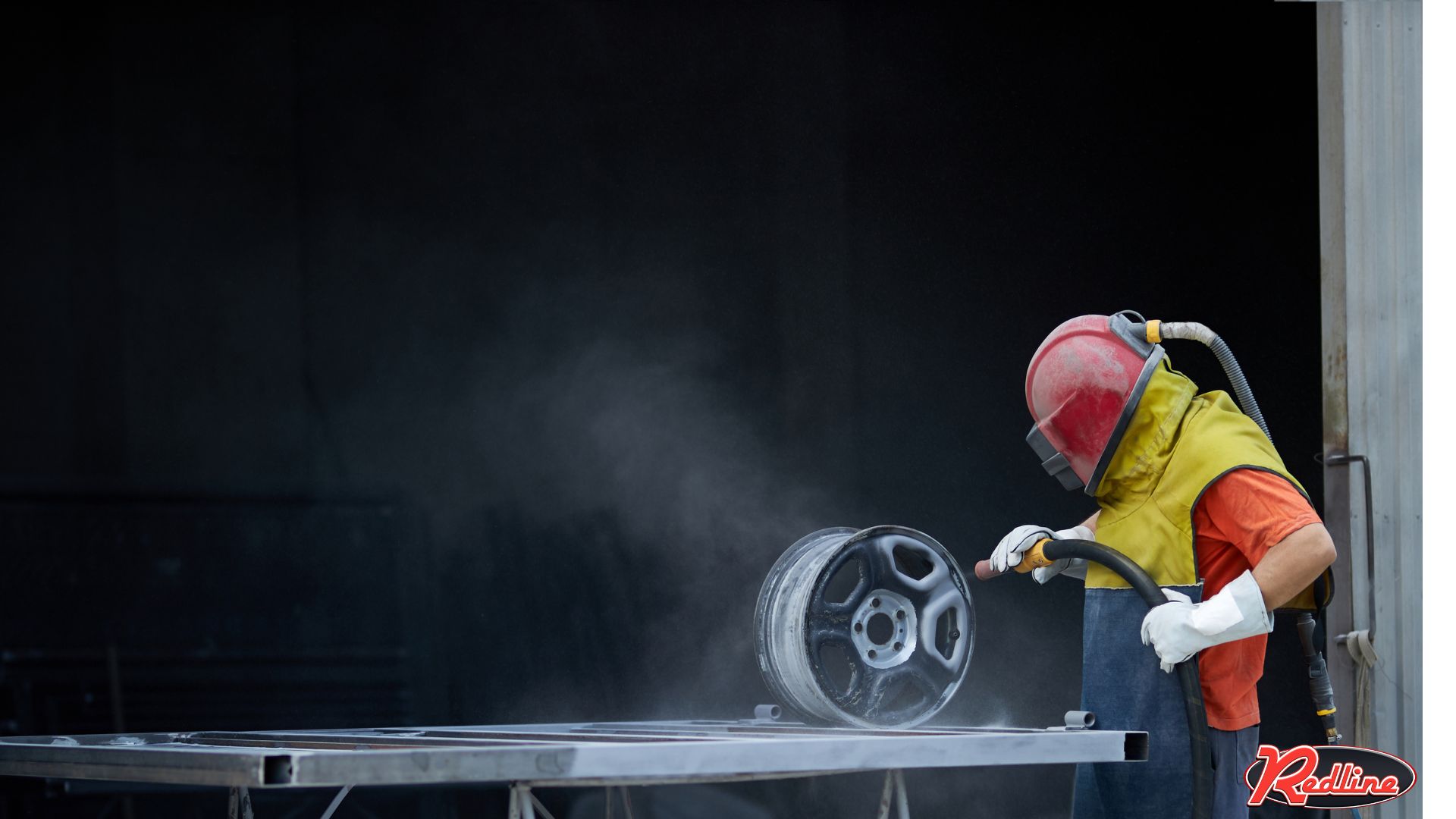 sand blasting a car