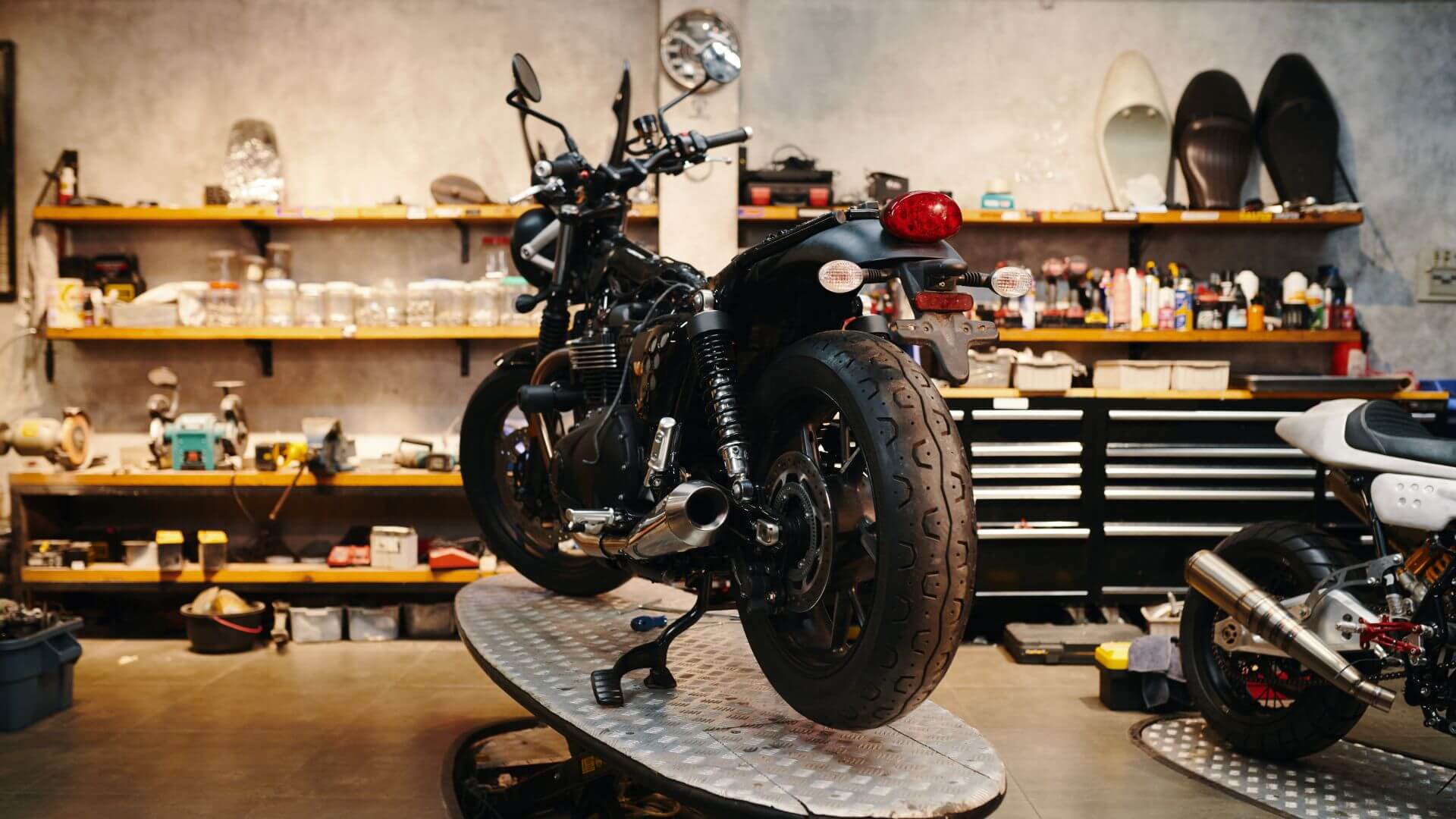 a motorcycle on a stand
