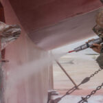 sandblasting boat hull