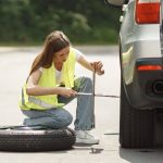 Car tire change on the road